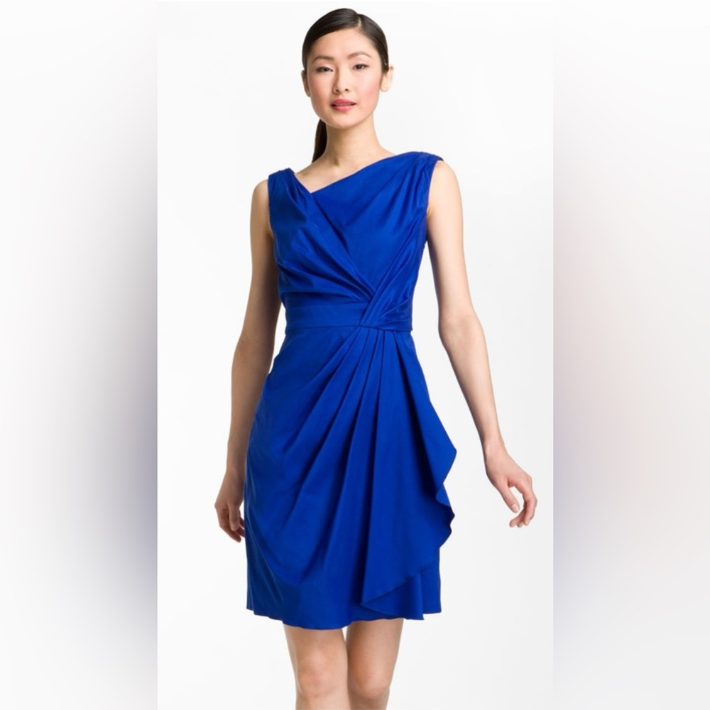 SUZY CHIN For MAGGIE BOUTIQUE Cocktail Dress Blue Purple Pleated Short Wedding 6